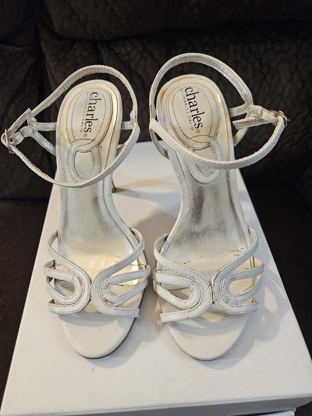 Charles by Charles David White Women's Strappy Ankle Strap Heels